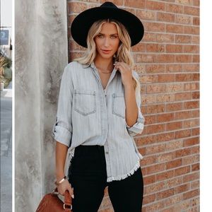 NWOT Velvet Heart VICI Virginia Tencel Frayed Button Down Top - Medium